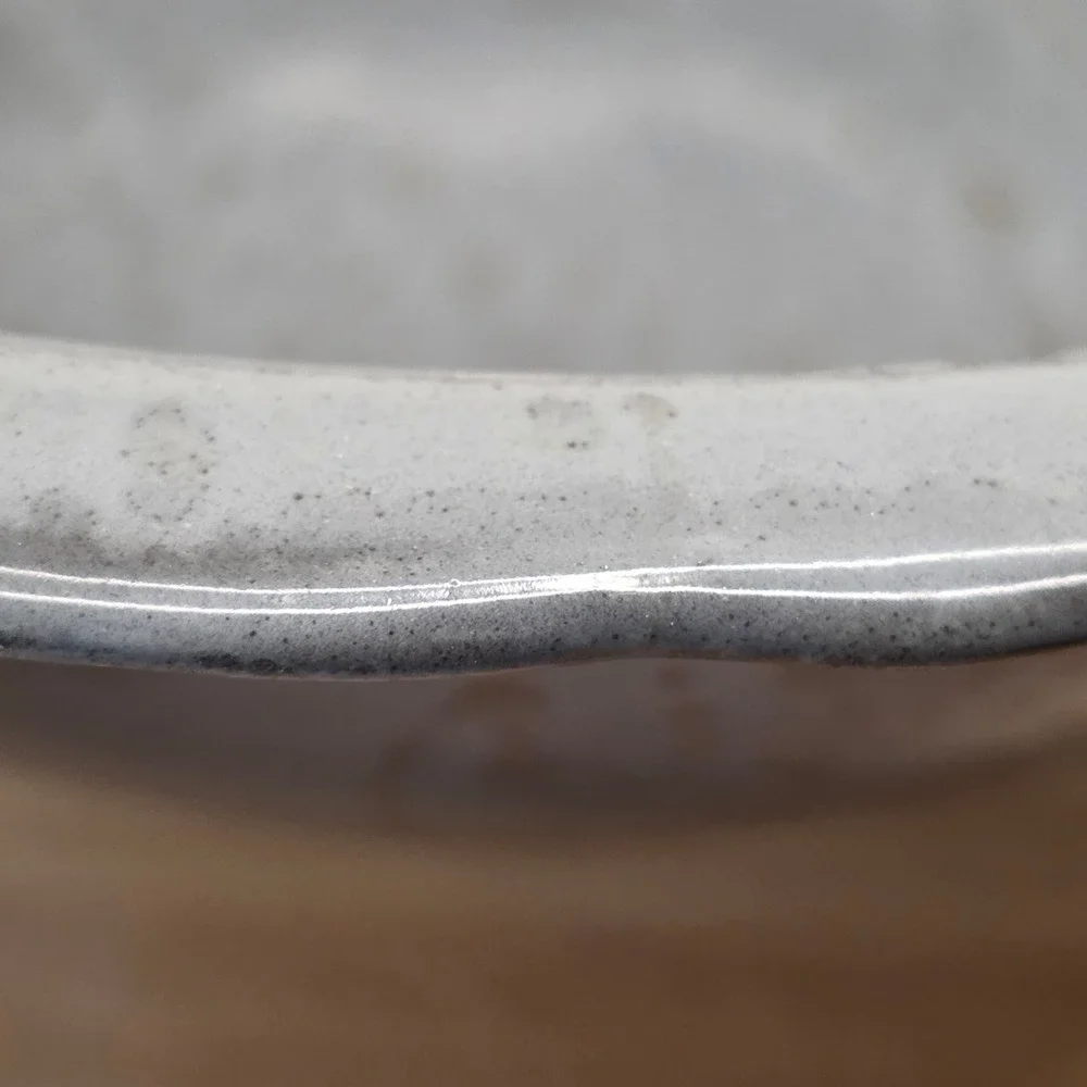 Vintage Gray Graniteware Enamelware Large Round Mixing Bowl 10.5